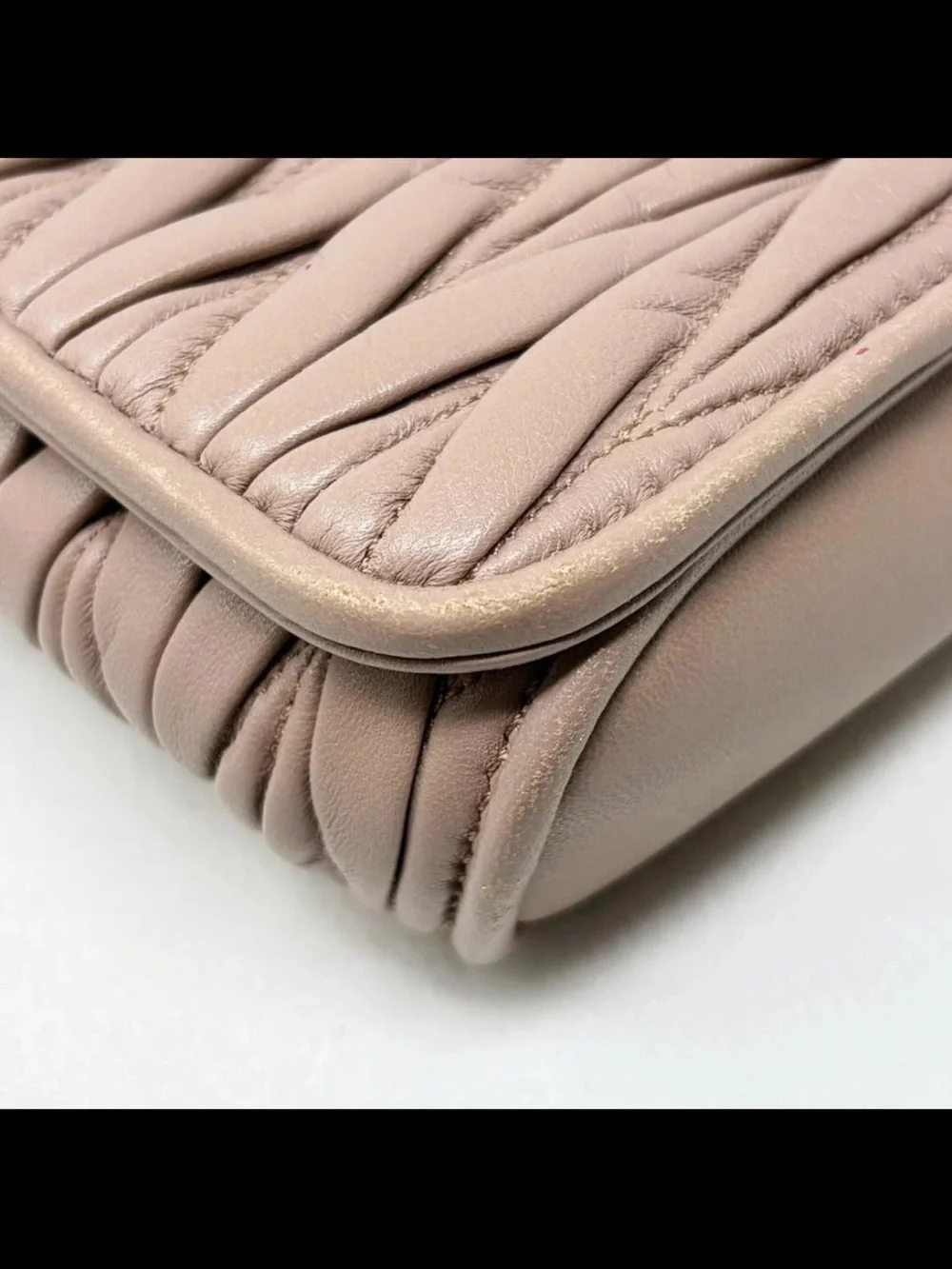 Miu Miu Quilted Matelassé Leather Crossbody in Taupe